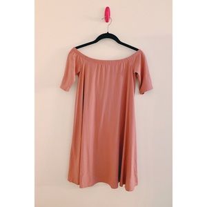 ✨ Warm Mauve Off-Shoulder Trapeze Dress ✨
